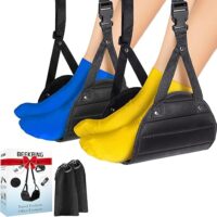 2-Pack Airplane Foot Hammock Travel Essentials - Portable Airplane Foot Hammock for Plane Travel - Length Adjustable Airplane Foot Rest - Long Flight Must Haves