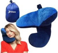 Travel Pillow | Travel Pillows for Airplanes | British Invention of The Year | Travel Neck Pillow | Travel Accessories | Neck Pillow | Easy-to-Carry | Blue