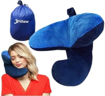 Travel Pillow | Travel Pillows for Airplanes | British Invention of The Year | Travel Neck Pillow | Travel Accessories | Neck Pillow | Easy-to-Carry | Blue