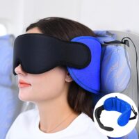 Travel Pillow for Airplanes, Neck Pillow for Sleeping Travel with Eye Mask, Airplane Pillow for Long Flight, Kids Travel Pillow for Car, Road Trip Car Headrest,Stop Bobblehead, Blue